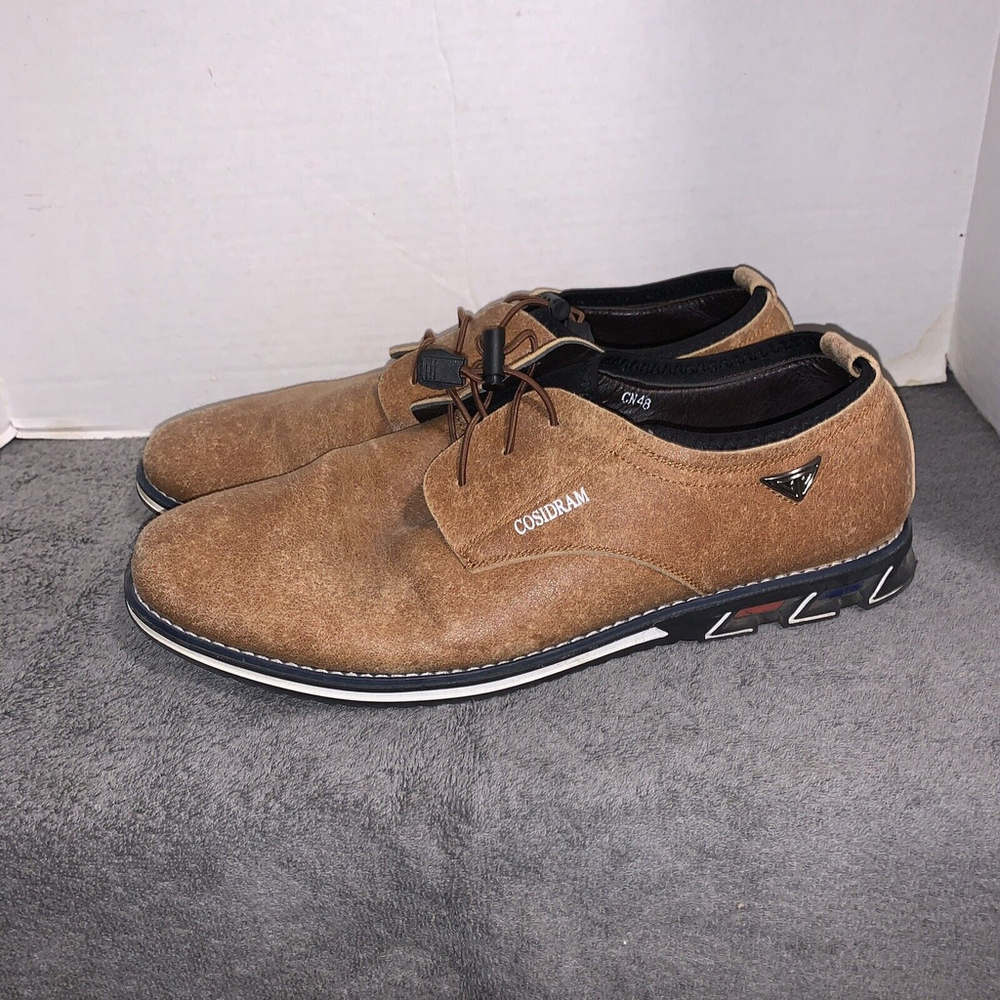 Cosidram Shoes Men’s Size 13 US 48 EU Casual Brown Leather Oxford Slip-On